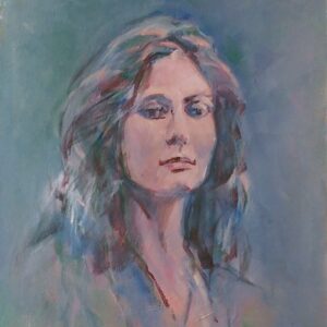 A captivating portrait of a graceful lady, painted by a Driftwood Art Society artist
