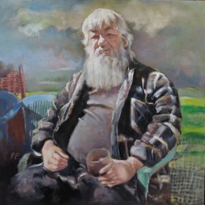 With a twinkle in his eye, this bearded gentleman is gracefully depicted in a portrait by a Driftwood Art Society artist